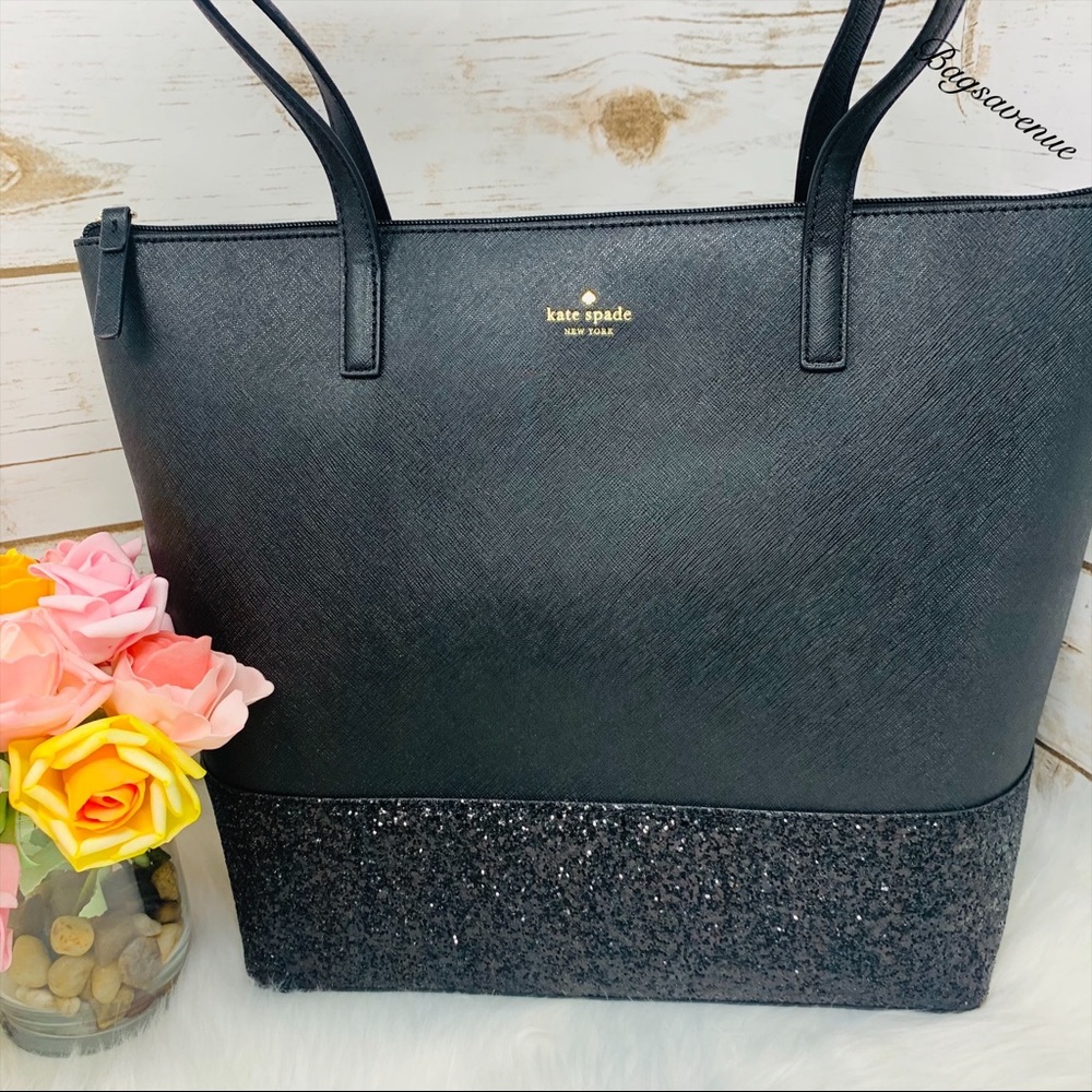 #bagsavenue  Glitter Bag Kate spade Penny Greta Tote Black - Picture 6 of 10